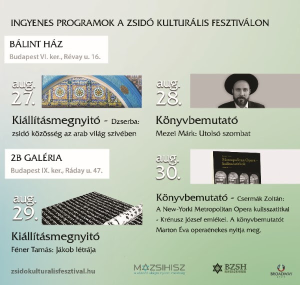 Ingyenes programok a Zsidó Kulturális Fesztiválon
