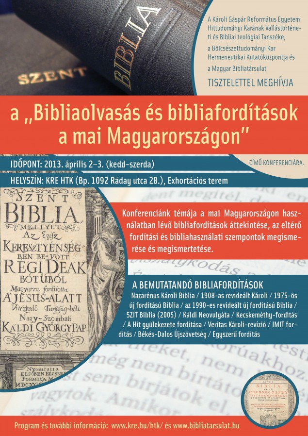 Bibliaolvasás és bibliafordítások a mai Magyarországon - konferencia